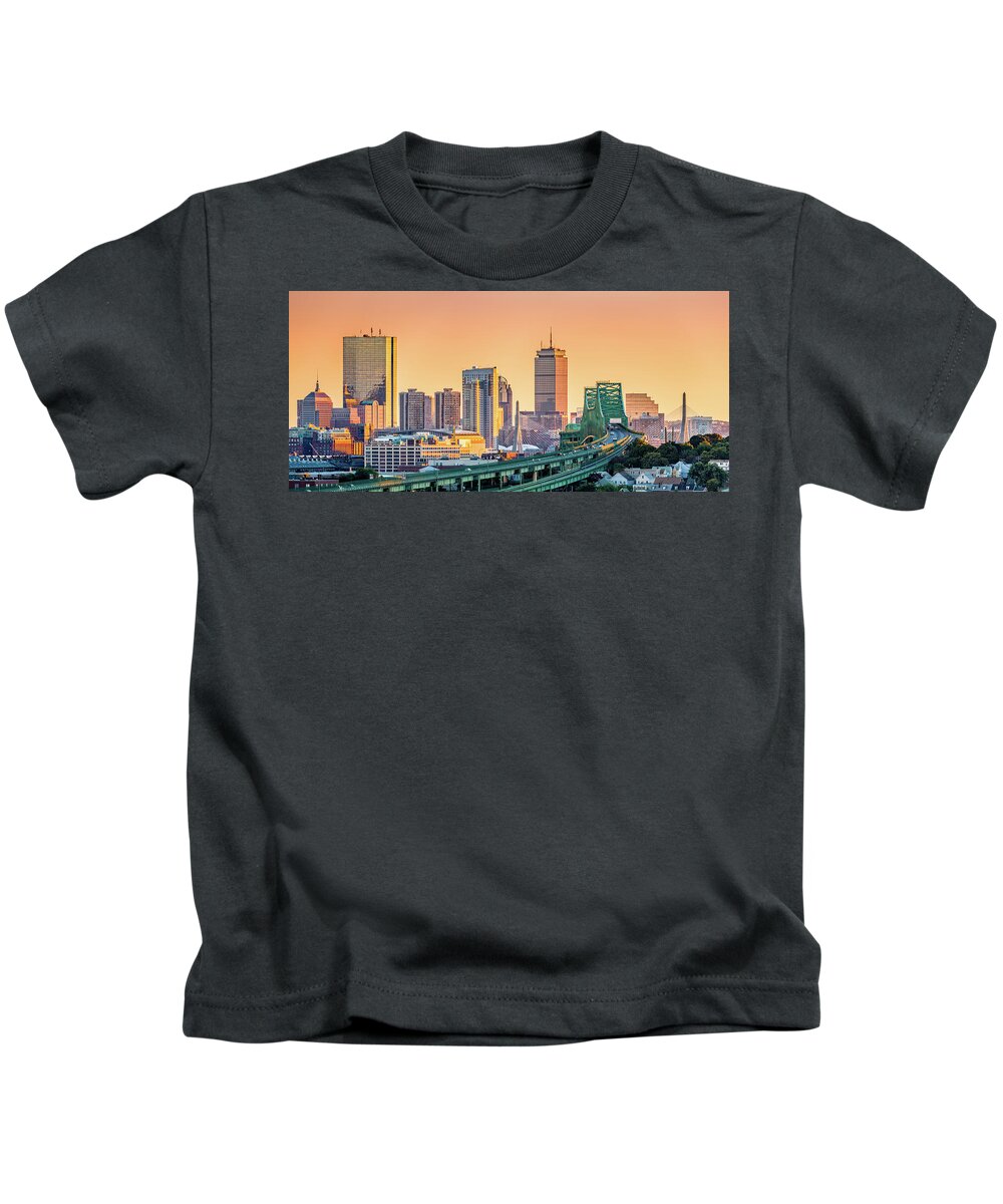 Massachusetts Kids T-Shirt featuring the photograph Boston skyline by Mihai Andritoiu