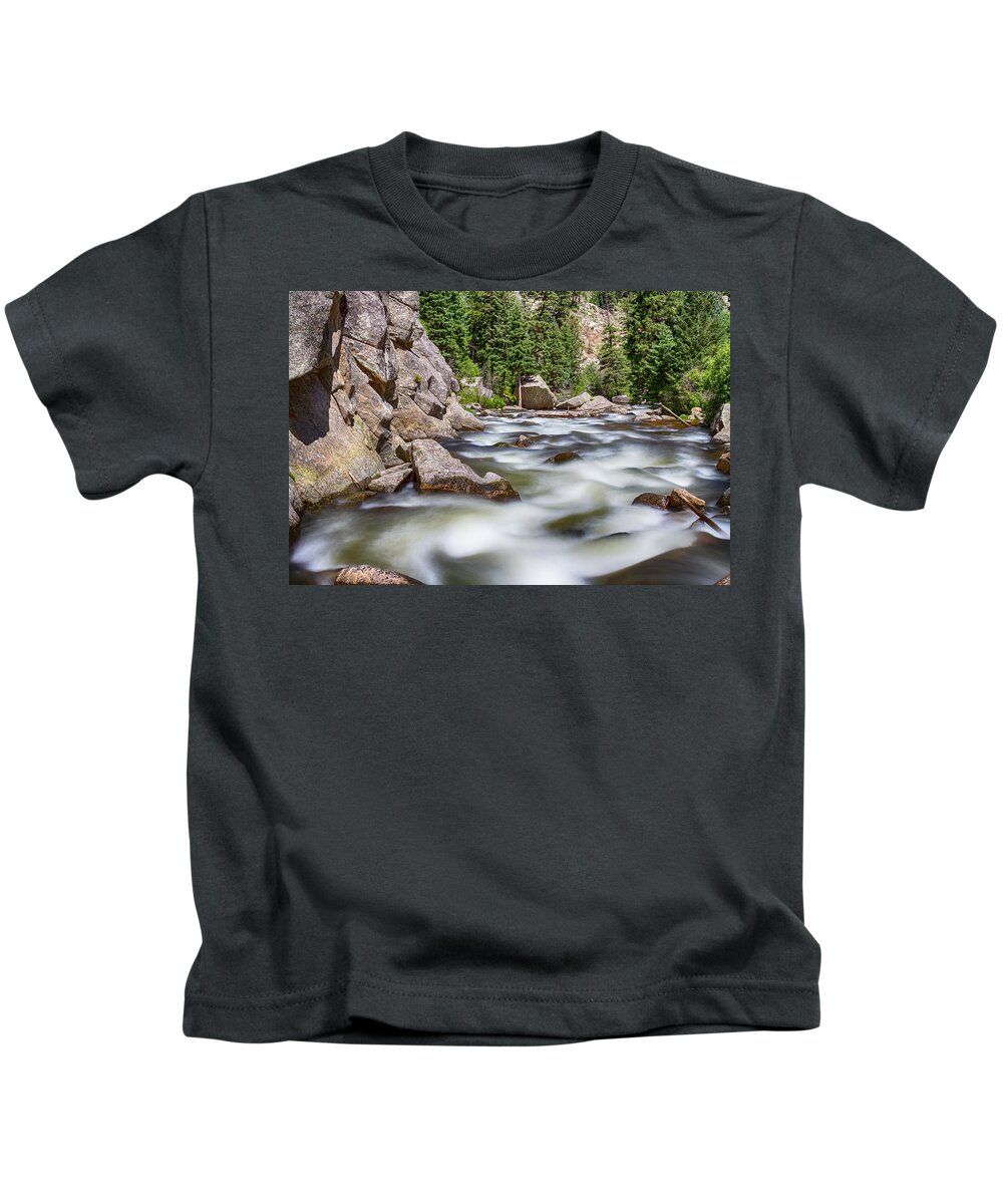 Colorado Kids T-Shirt featuring the photograph Boulder Canyon - Boulder Creek - Colorado by James BO Insogna