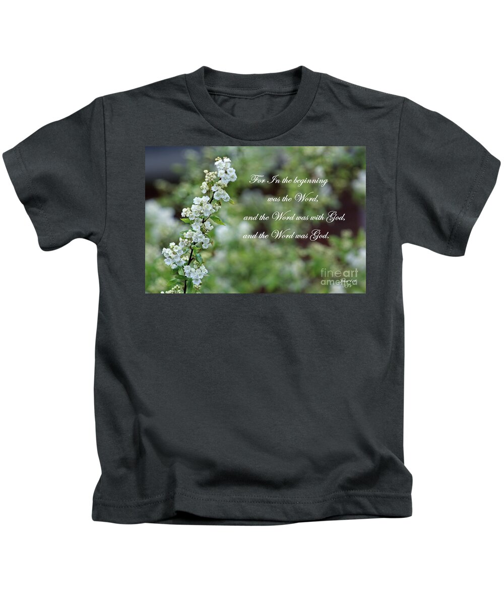 Scripture Kids T-Shirt featuring the photograph Bridal Wreath Christian Art by Ella Kaye Dickey