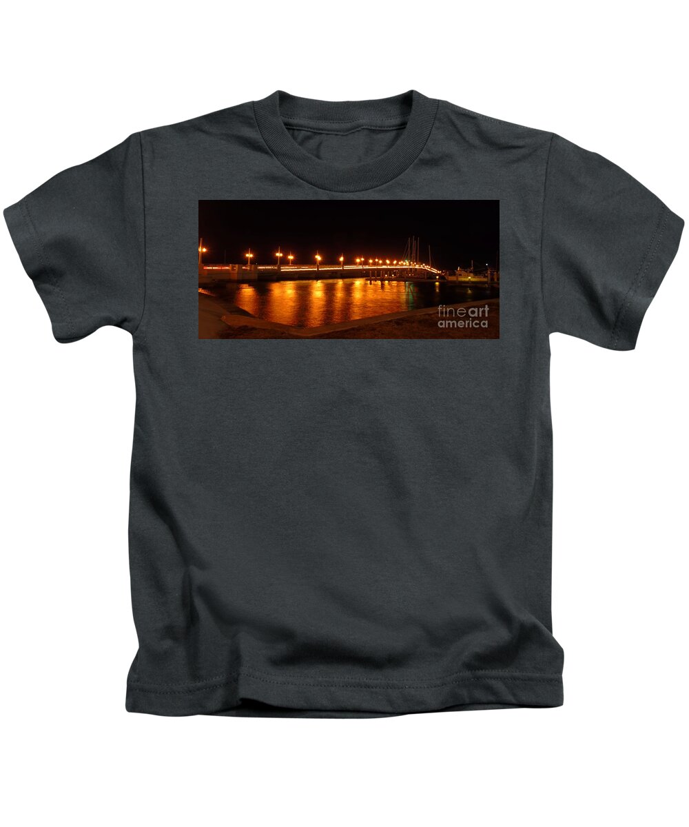 St Augustine Kids T-Shirt featuring the photograph Bridge Of Lions Night Of Lights by D Hackett