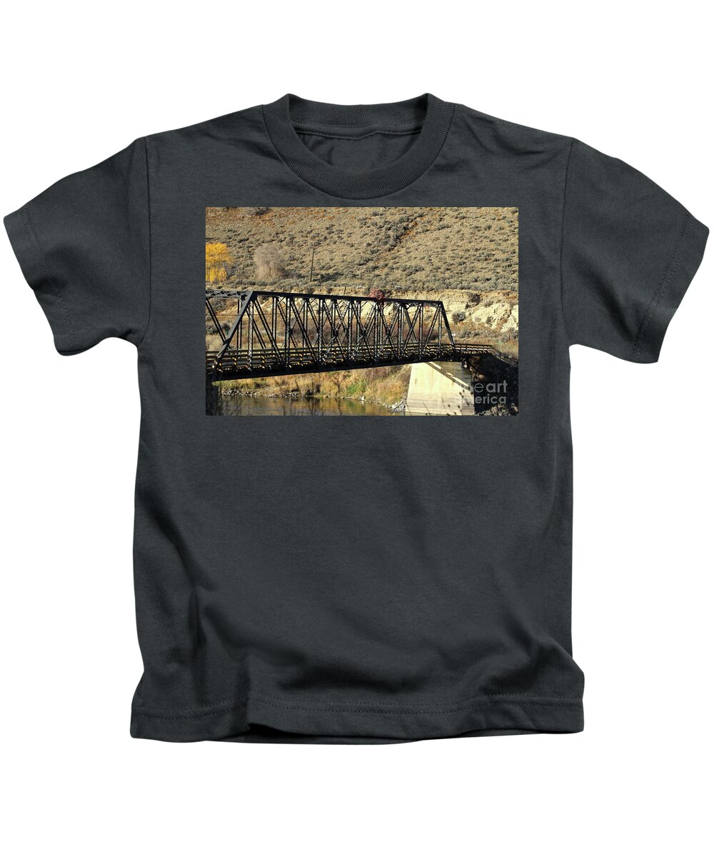 Thompson River Kids T-Shirt featuring the photograph Bridge Over The Thompson by Ann E Robson