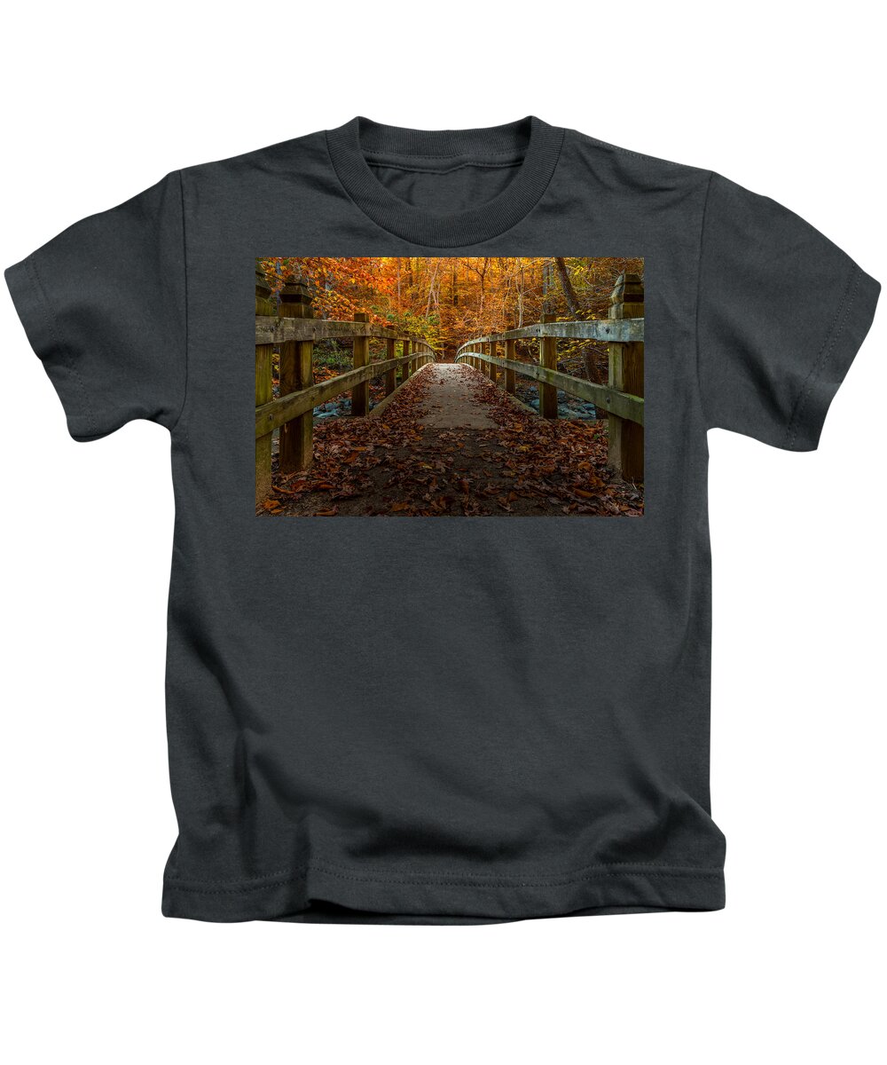 Autumn Kids T-Shirt featuring the photograph Bridge to Enlightenment 2 by Ed Clark