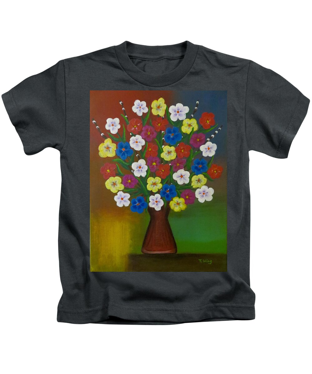 Flowers Kids T-Shirt featuring the painting Brilliant Bouquet by Teresa Wing