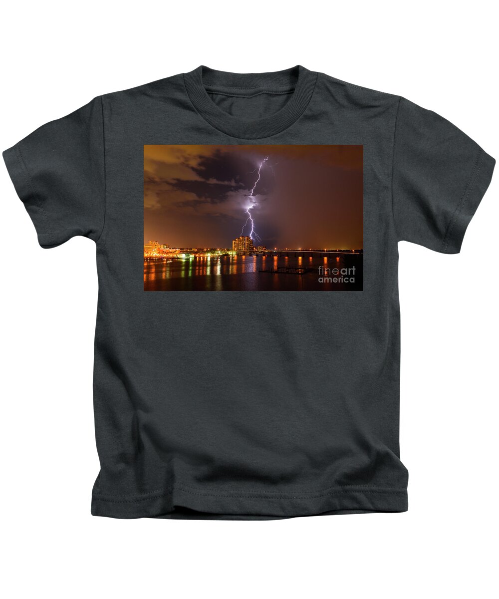 Lightning Kids T-Shirt featuring the photograph Bulls Eye by Quinn Sedam