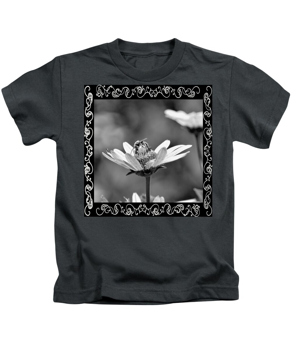 Busy Bee Bw Kids T-Shirt featuring the photograph Busy Bee BW by Maria Urso