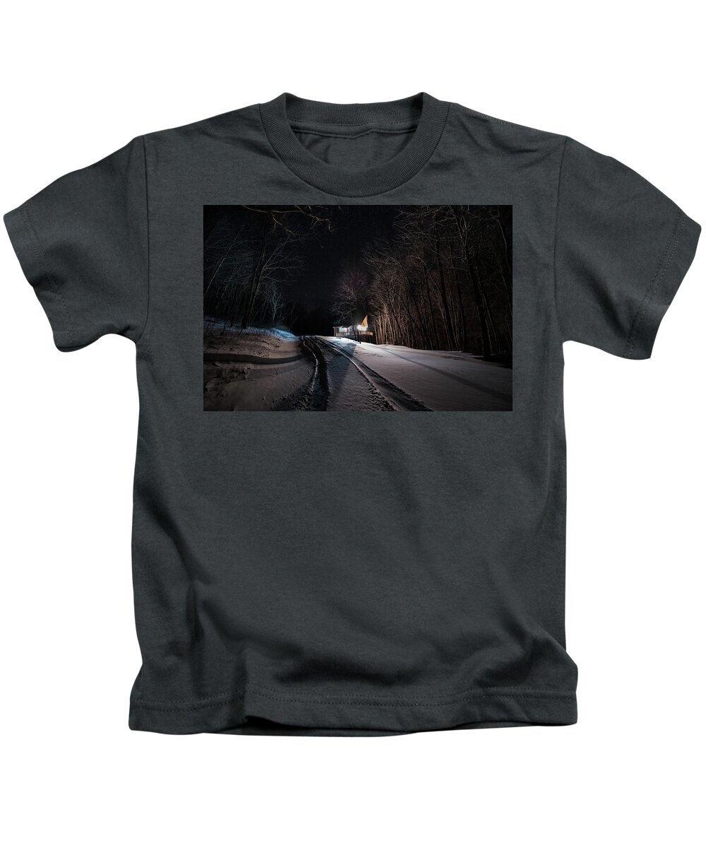 Cabin Kids T-Shirt featuring the photograph Cabin in the Winter by William Dickman