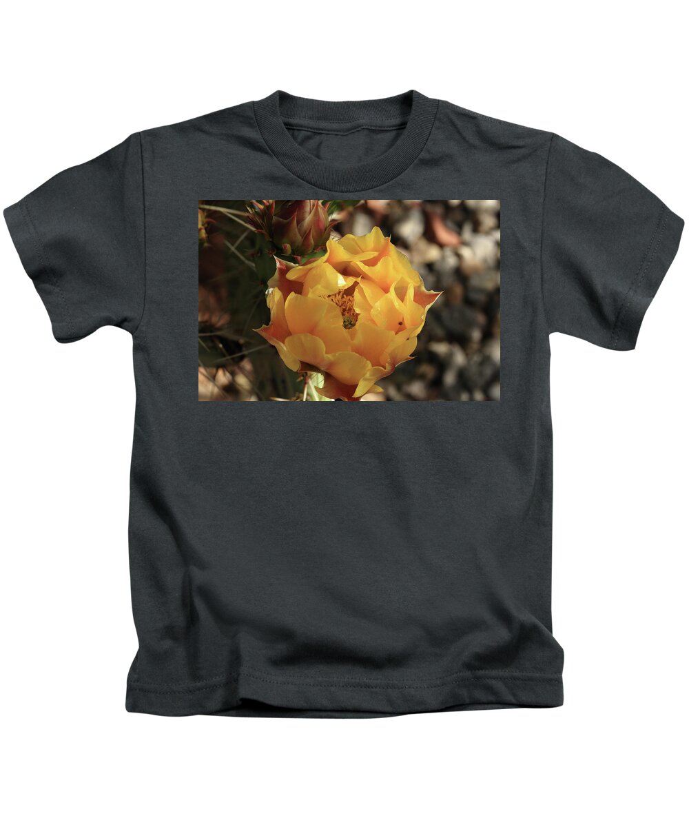 Prickly Pear Kids T-Shirt featuring the photograph Cactus Flower by David Diaz