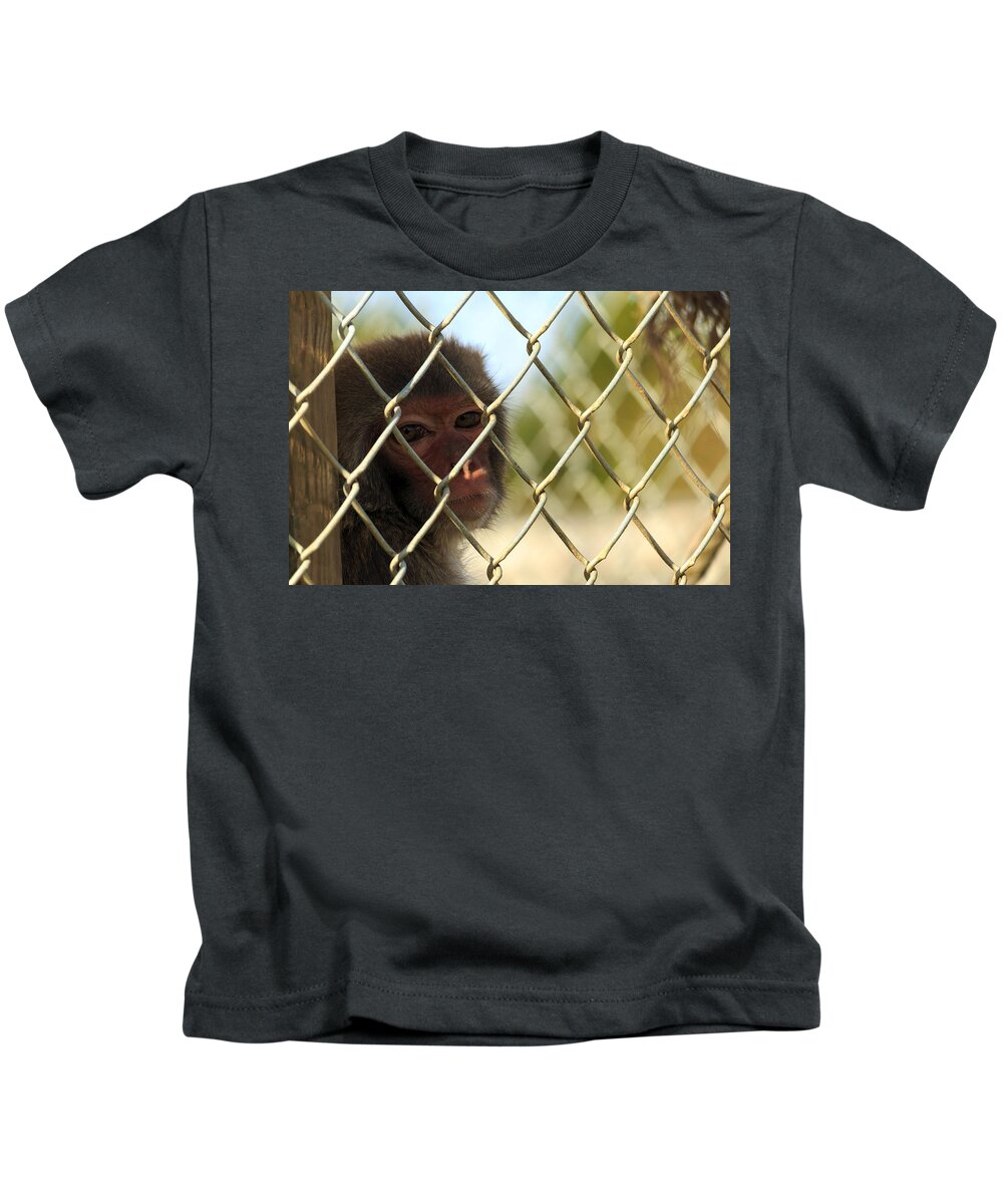 Monkey Kids T-Shirt featuring the photograph Caged Monkey by Travis Rogers