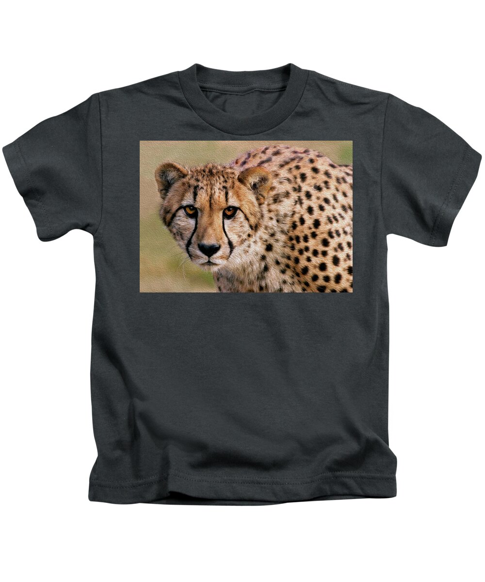 Cheetah Kids T-Shirt featuring the photograph Calculated Look by Art Cole