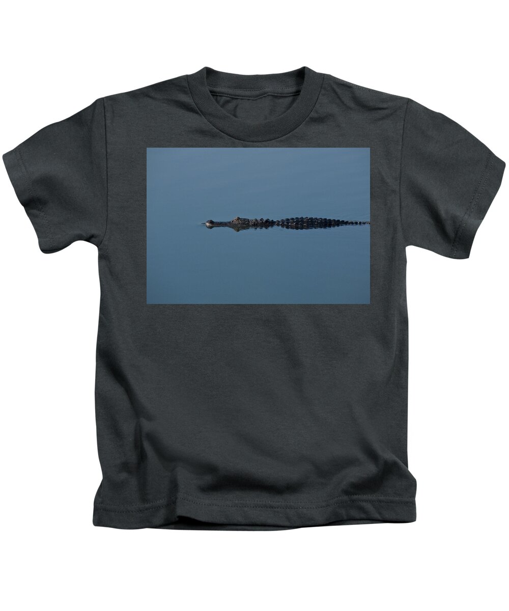 Alligator Kids T-Shirt featuring the photograph Calm Water Cruise by Steven Sparks