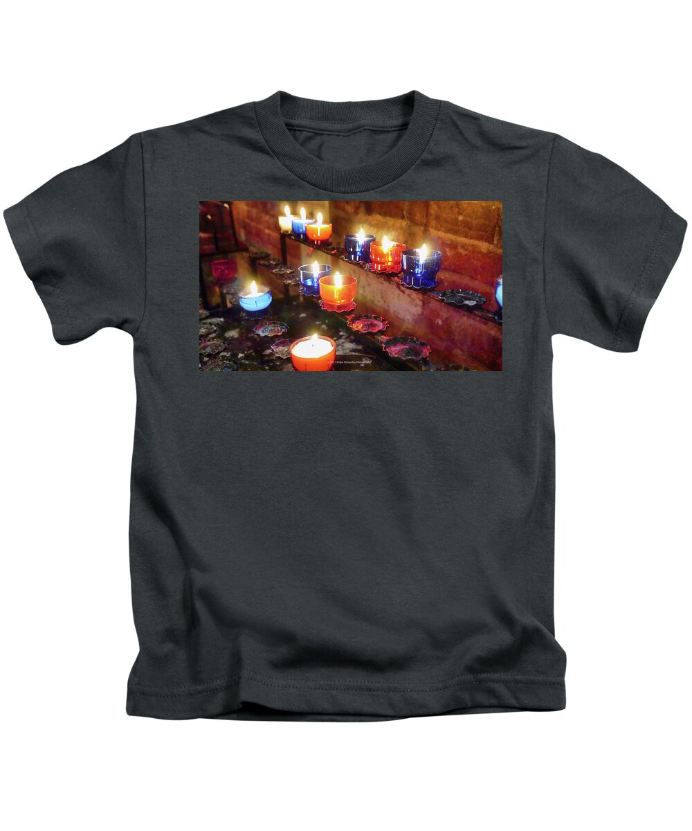 Candles Kids T-Shirt featuring the photograph Candles by Pedro Fernandez