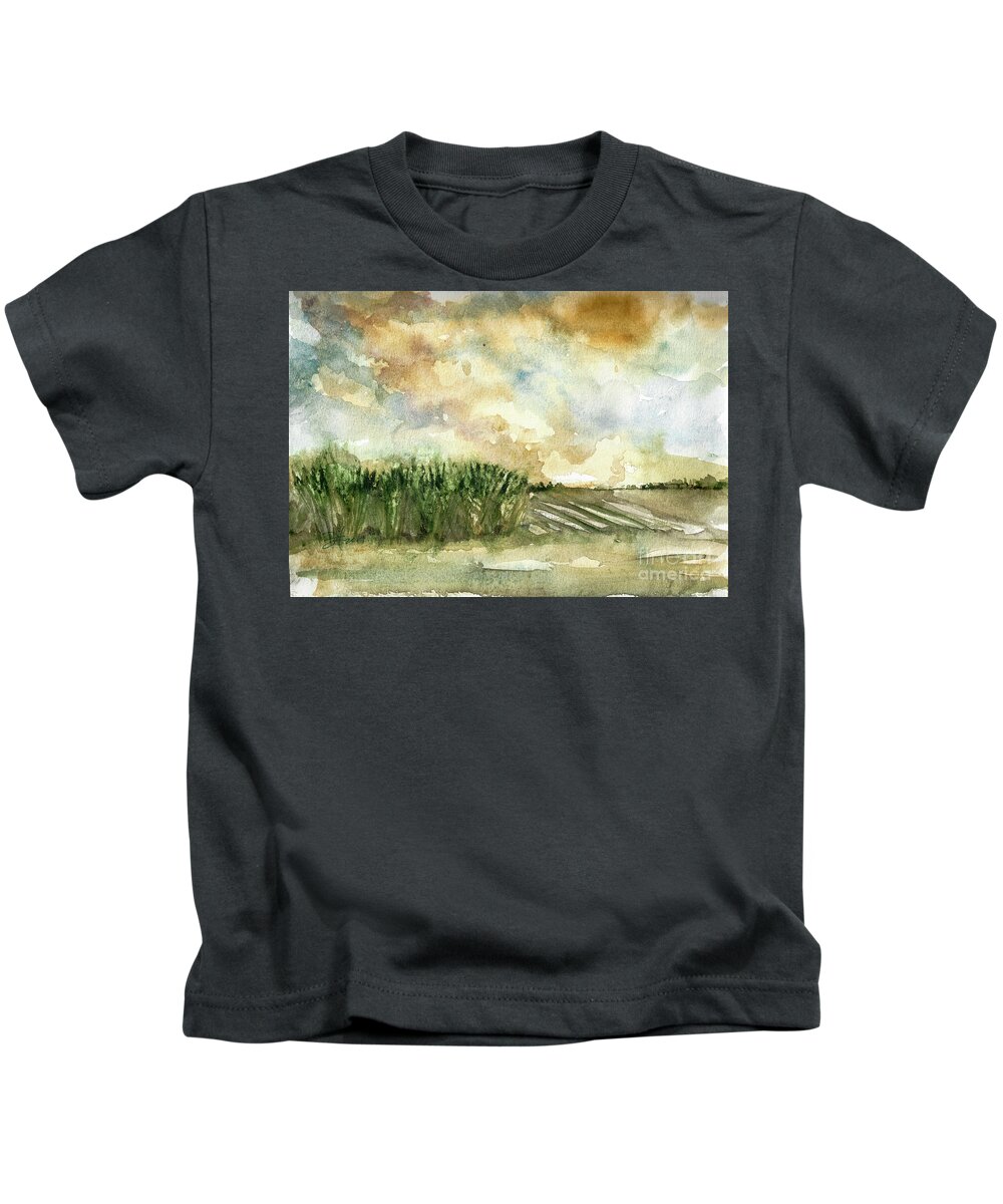Landscape Kids T-Shirt featuring the painting Cane Smoke by Francelle Theriot