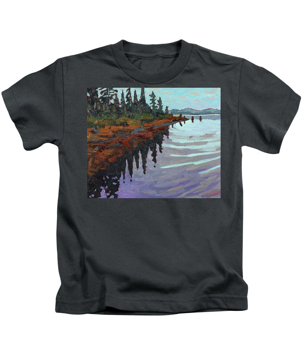 1843 Kids T-Shirt featuring the painting Canoe Lake Point by Phil Chadwick