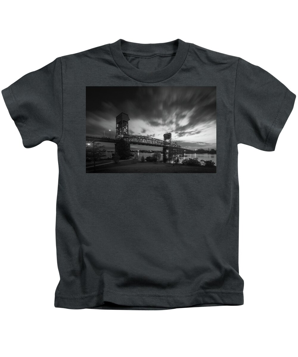 Cape Fear River Kids T-Shirt featuring the photograph Cape Fear Memorial Bridge by Nick Noble