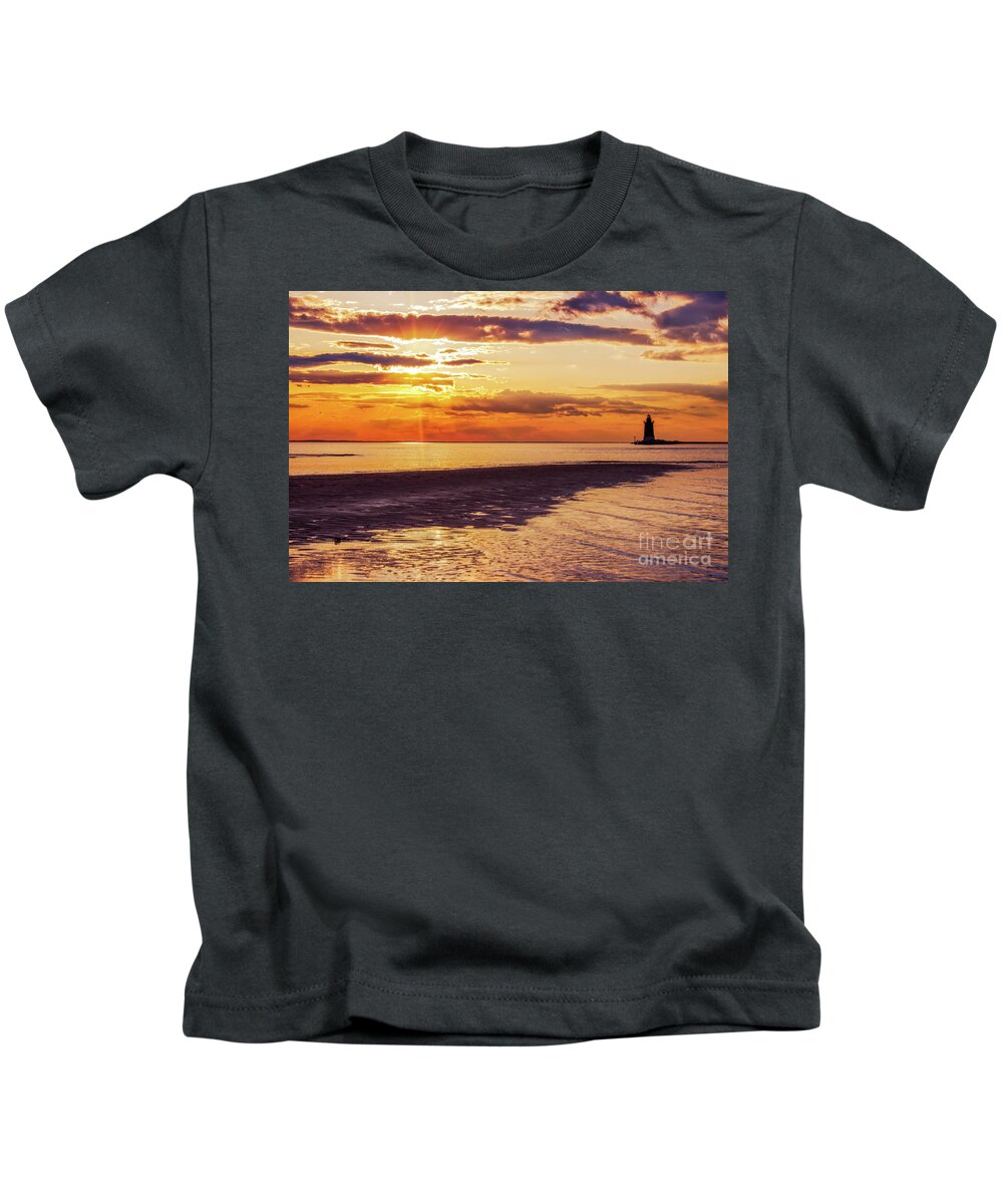 Color Kids T-Shirt featuring the photograph Cape Henlopen at Sunset Coastal Landscape Photo by PIPA Fine Art - Simply Solid