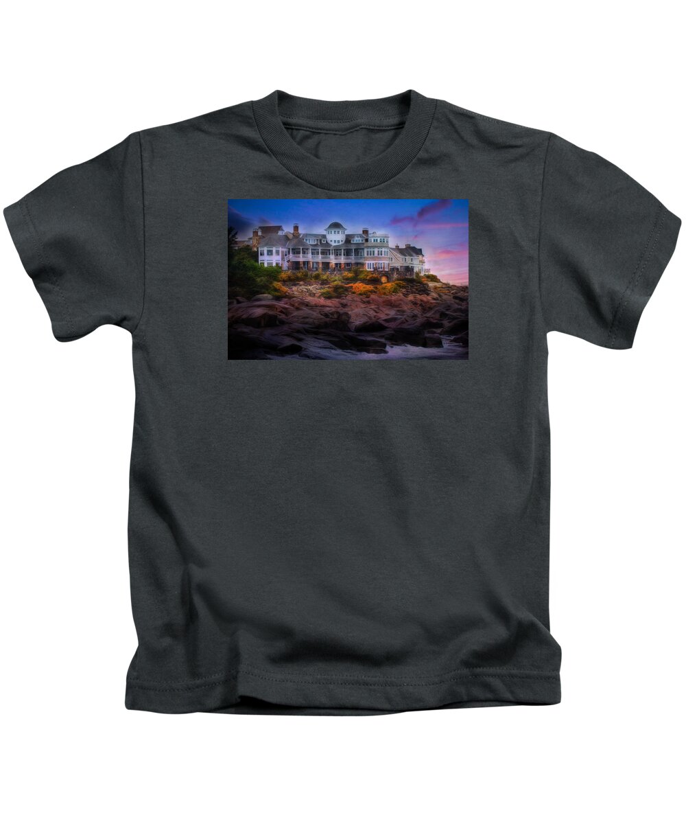 Sunrise Kids T-Shirt featuring the photograph Cape Neddick Maine Scenic Vista by Shelley Neff