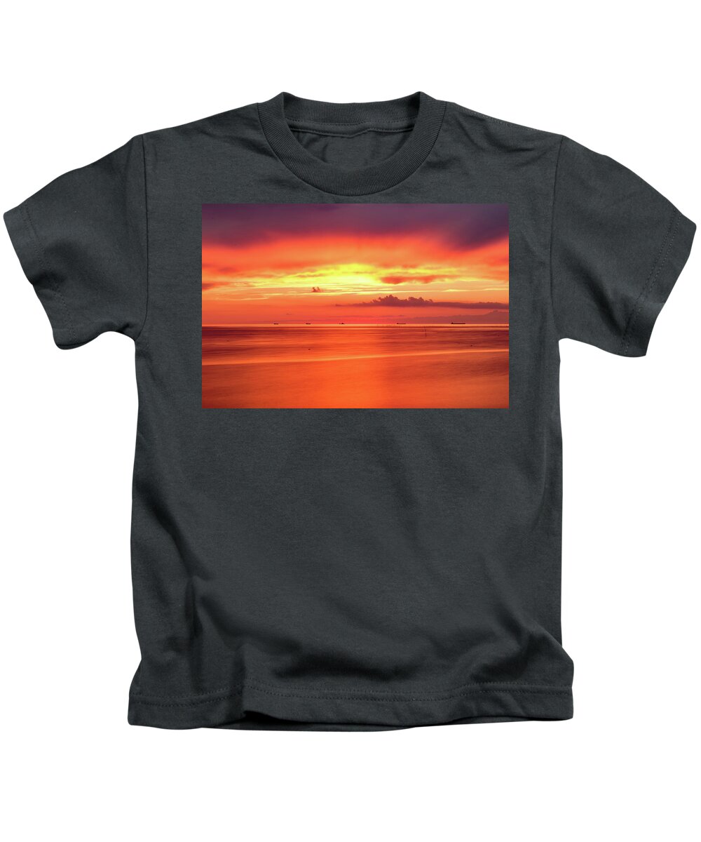 Sunset Kids T-Shirt featuring the photograph Cargo Line by Nicole Lloyd