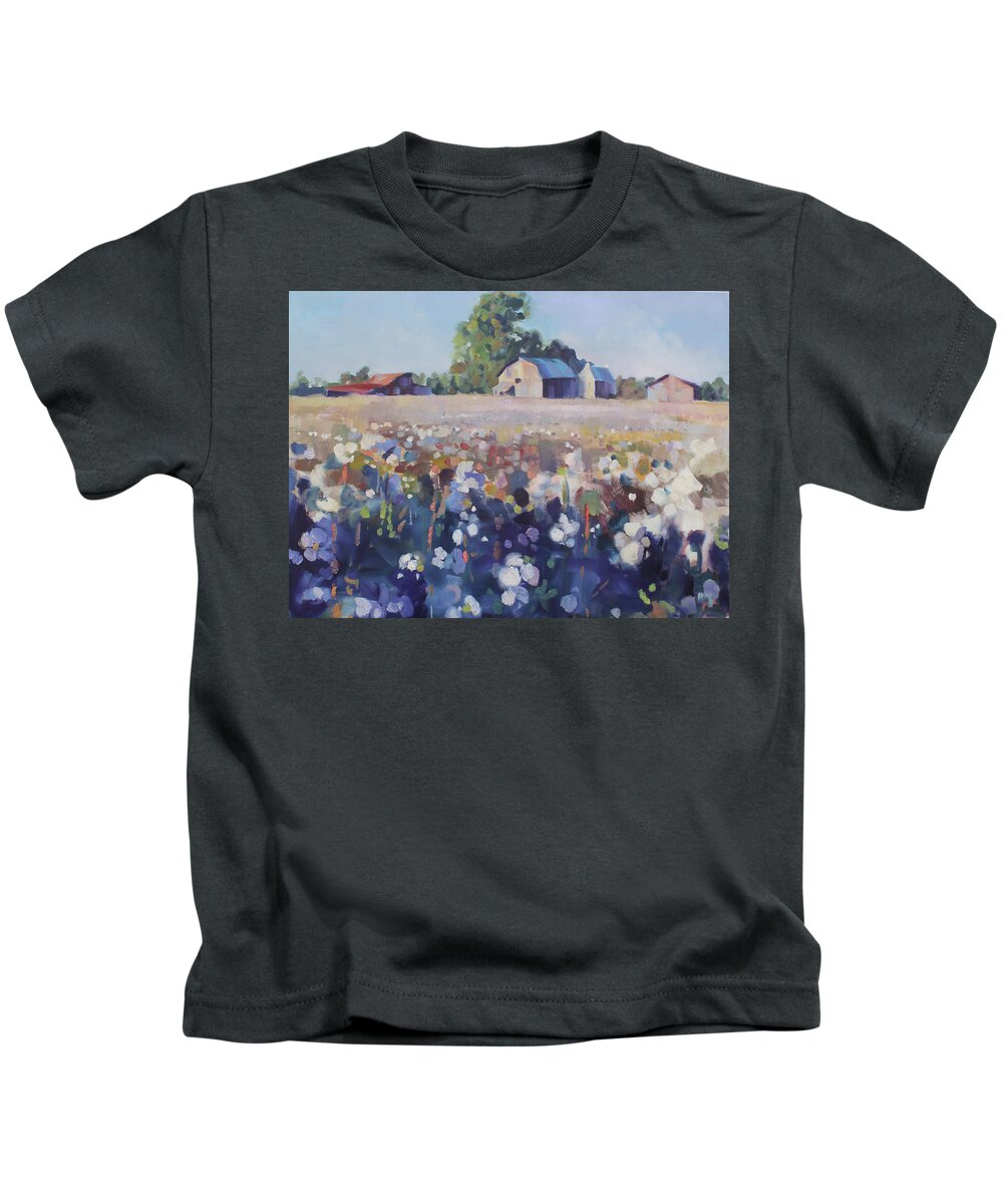 Cotton Kids T-Shirt featuring the painting Carolina Cotton II by Susan Bradbury