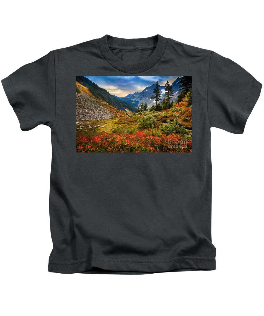 America Kids T-Shirt featuring the photograph Cascade Pass Fall by Inge Johnsson