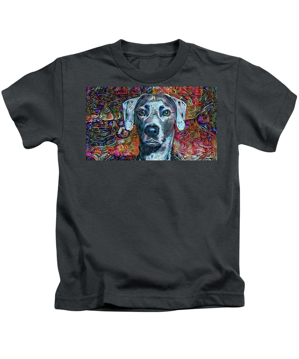 Lacy Dog Kids T-Shirt featuring the digital art Cash the Blue Lacy Dog by Peggy Collins