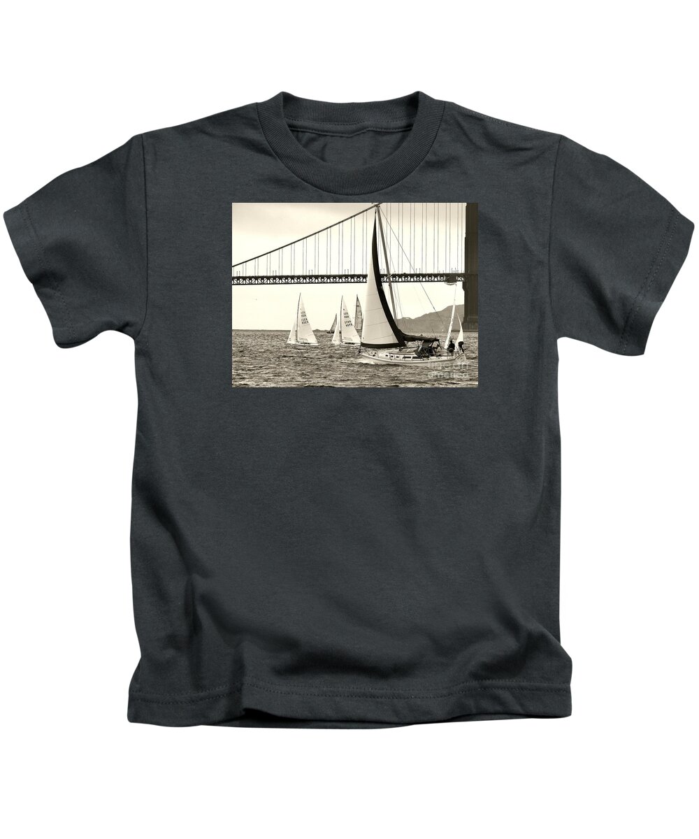 Changes In Attitude-black And White Photo-schooner Kids T-Shirt featuring the photograph Changes in Attitude by Scott Cameron