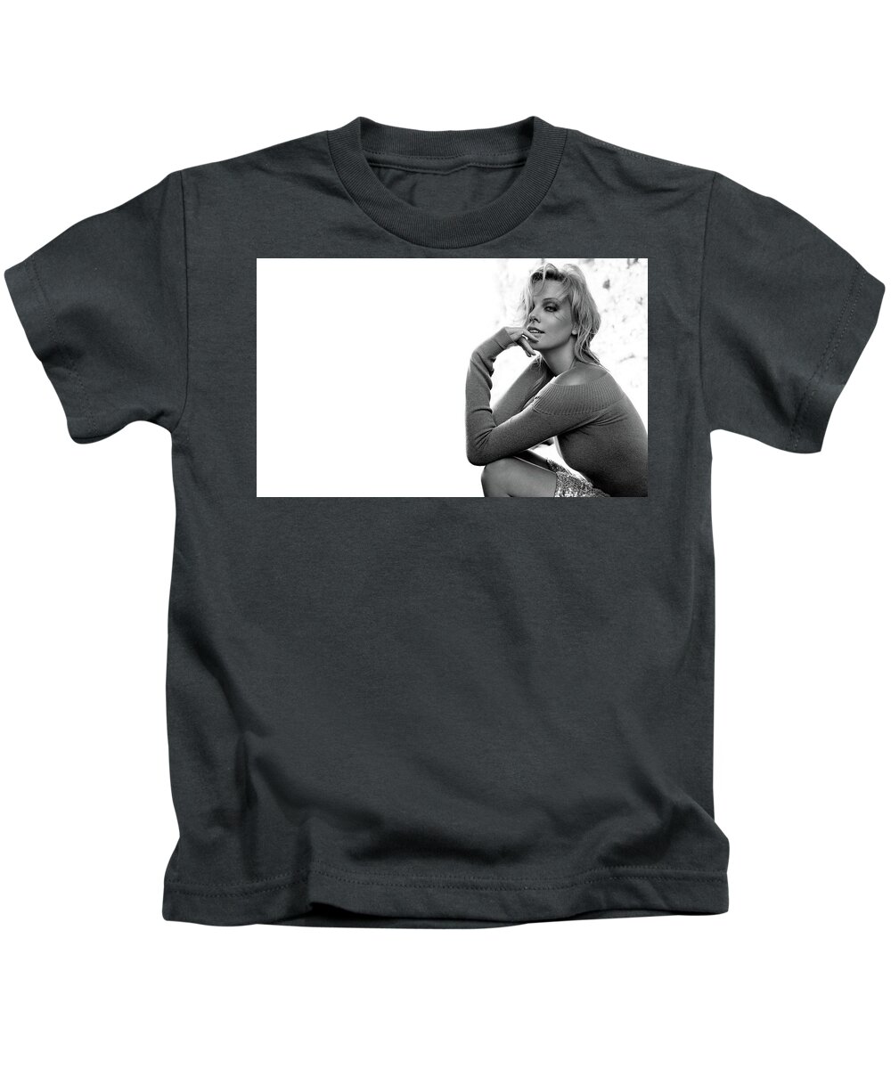 Charlize Theron Kids T-Shirt featuring the photograph Charlize Theron by Jackie Russo