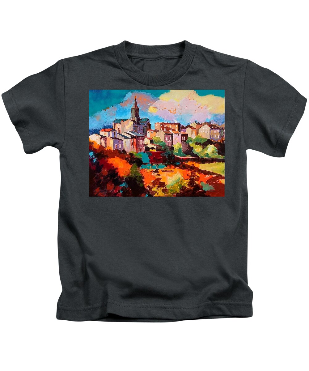 Third Place Prize Kids T-Shirt featuring the painting Chateauposac 2018 by Kim PARDON