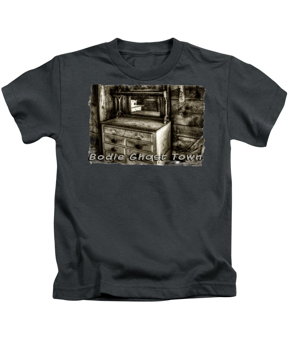 California Kids T-Shirt featuring the photograph Chest with Mirror in Bodie Ghost Town by Roger Passman