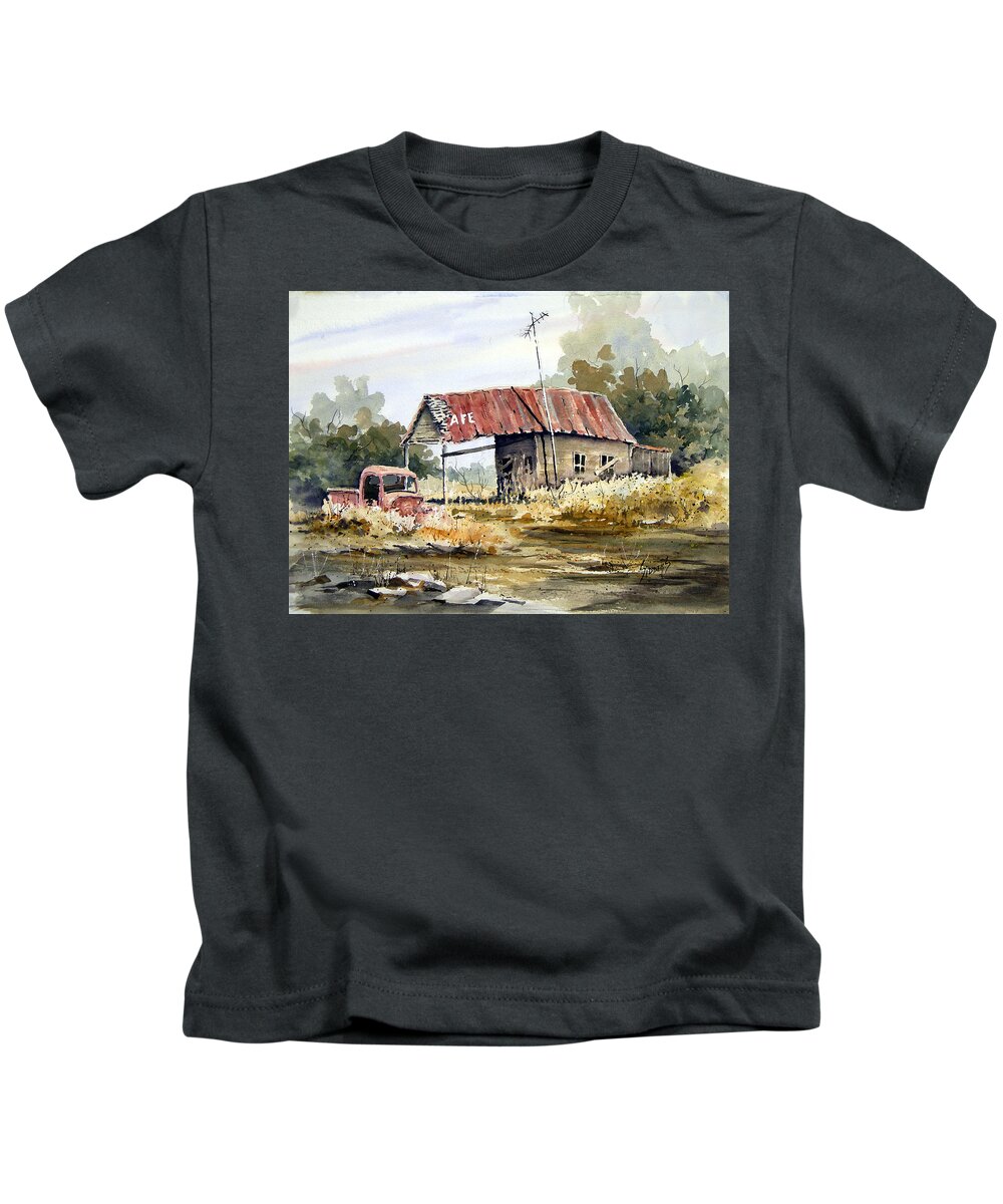 Rural Kids T-Shirt featuring the painting Cheyenne Valley Station by Sam Sidders