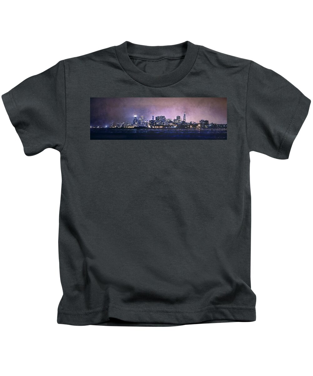 Chicago Kids T-Shirt featuring the photograph Chicago Skyline from Evanston by Scott Norris
