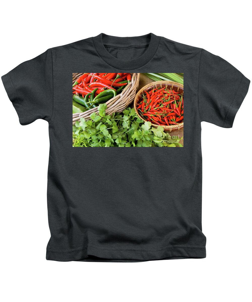 Basket Kids T-Shirt featuring the photograph Chillies 08 by Rick Piper Photography
