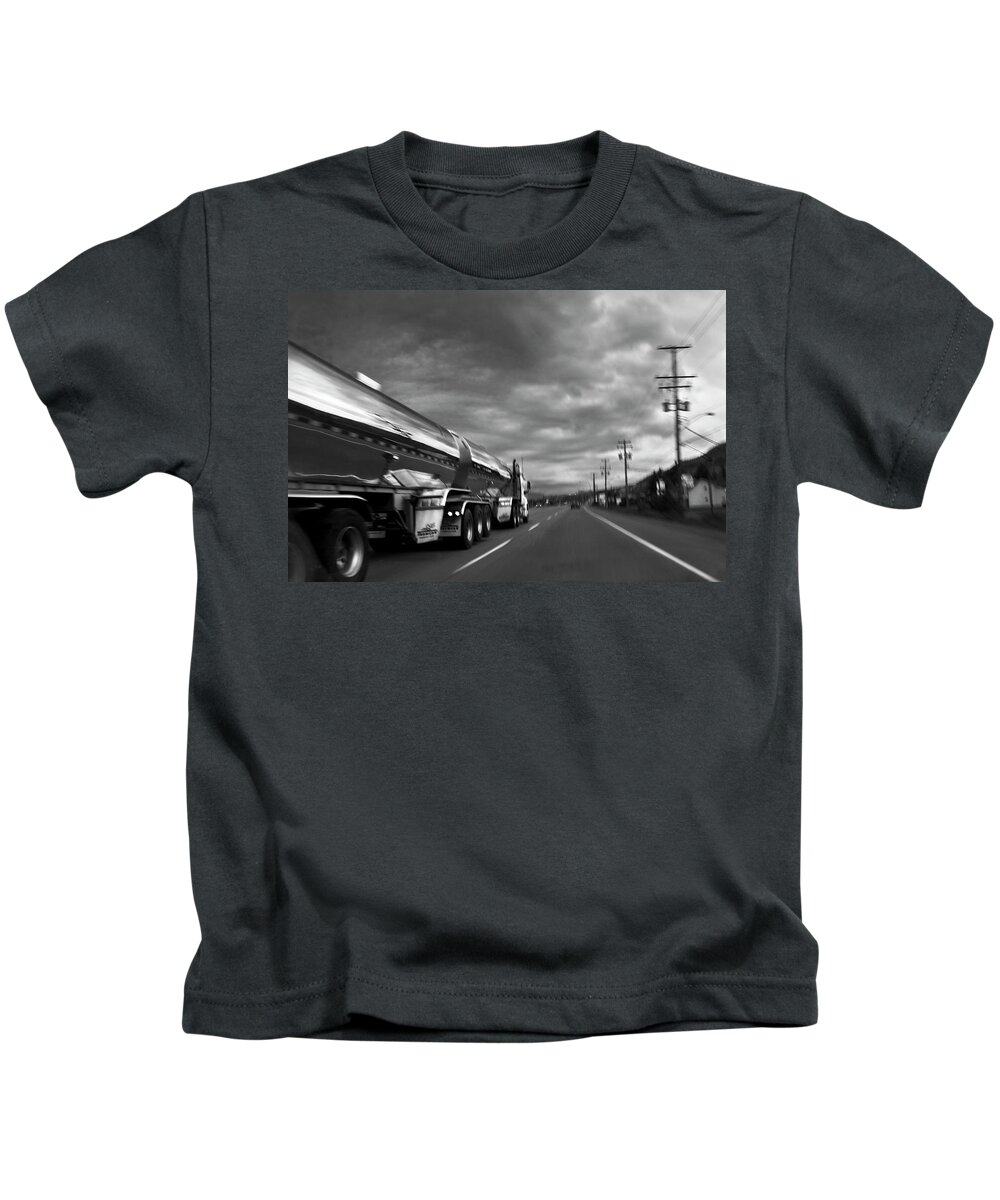 Man Kids T-Shirt featuring the photograph Chrome Tanker by Theresa Tahara