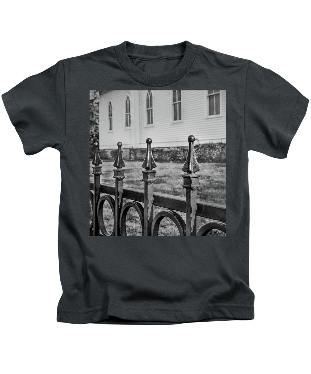 St Mary Mission Church Kids T-Shirt featuring the photograph Church Fence by James Woody