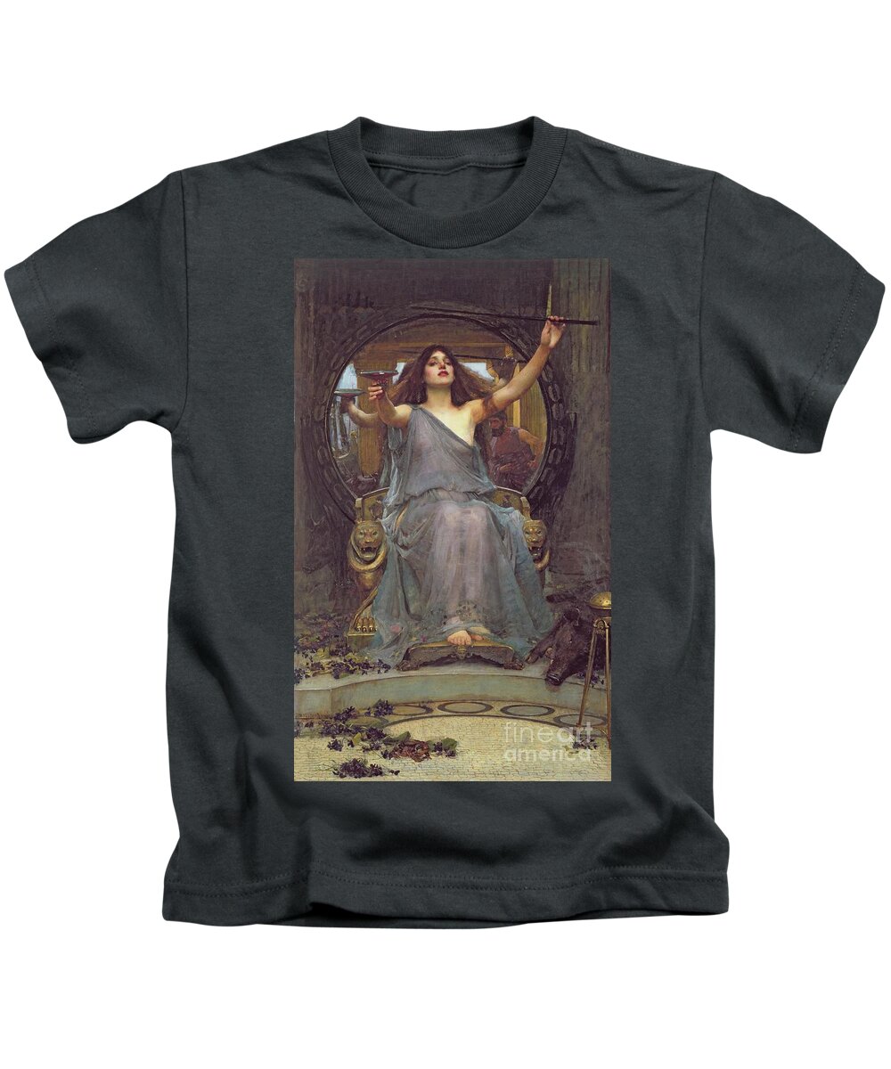 Circe Offering The Cup To Ulysses Kids T-Shirt featuring the painting Circe Offering the Cup to Ulysses by John Williams Waterhouse
