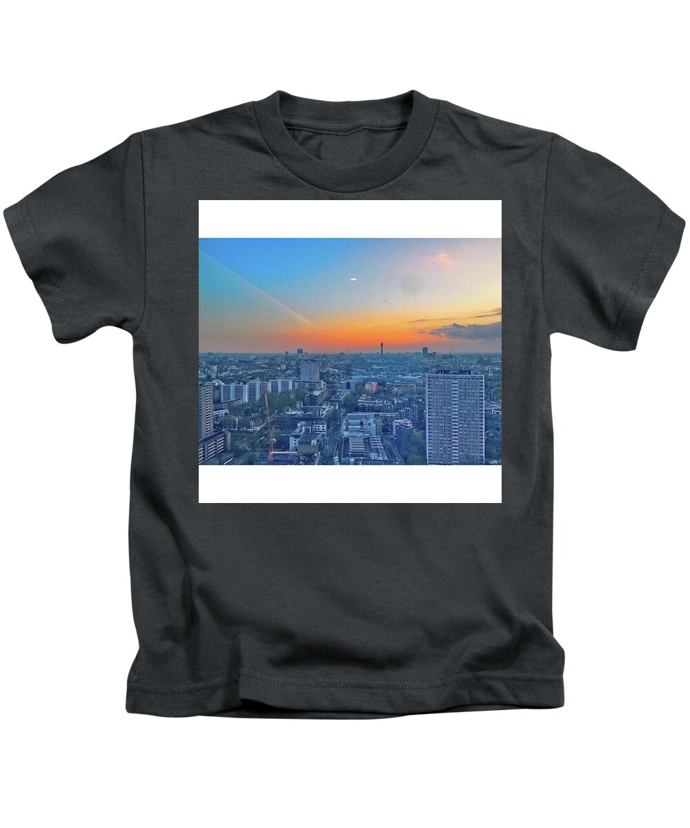 38thfloor Kids T-Shirt featuring the photograph •city Roads 38th Floor Sky Scraper by Tai Lacroix