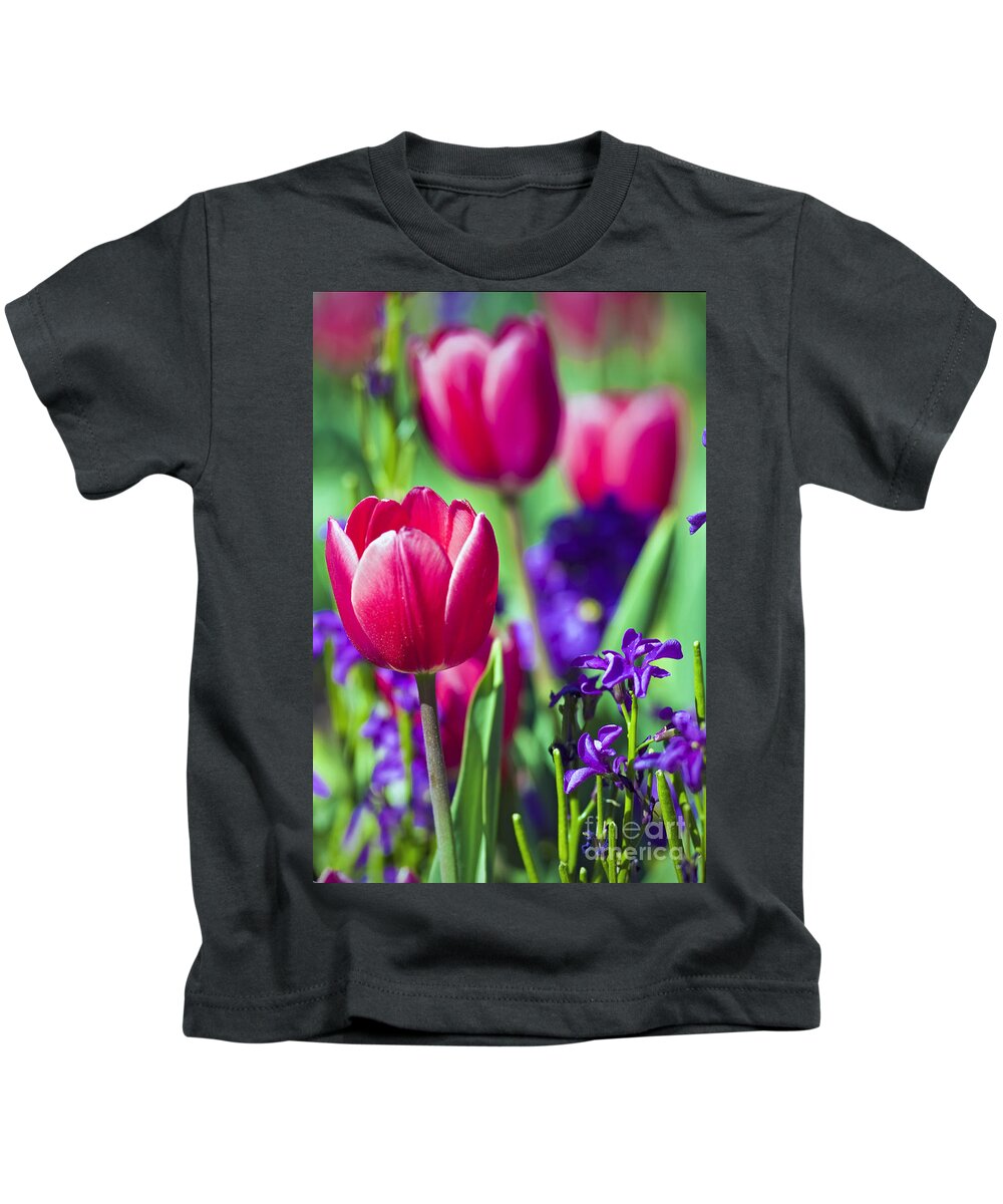 Perennial Kids T-Shirt featuring the photograph Close up Tulips by David Zanzinger