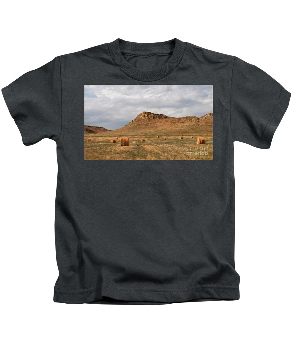 Farm Kids T-Shirt featuring the photograph Clouds and Bales by Julia McHugh