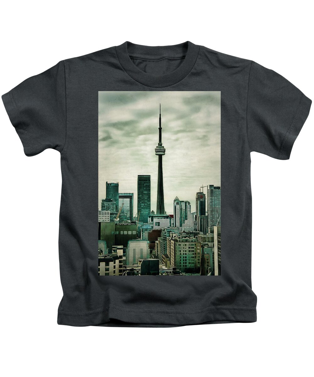 Toronto Kids T-Shirt featuring the digital art CN Tower by JGracey Stinson