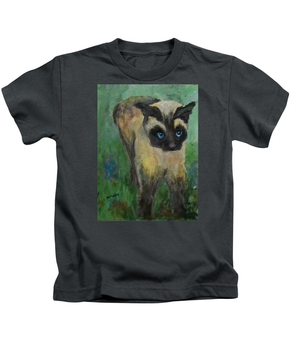 Cat Kids T-Shirt featuring the painting Coco by Barbara O'Toole