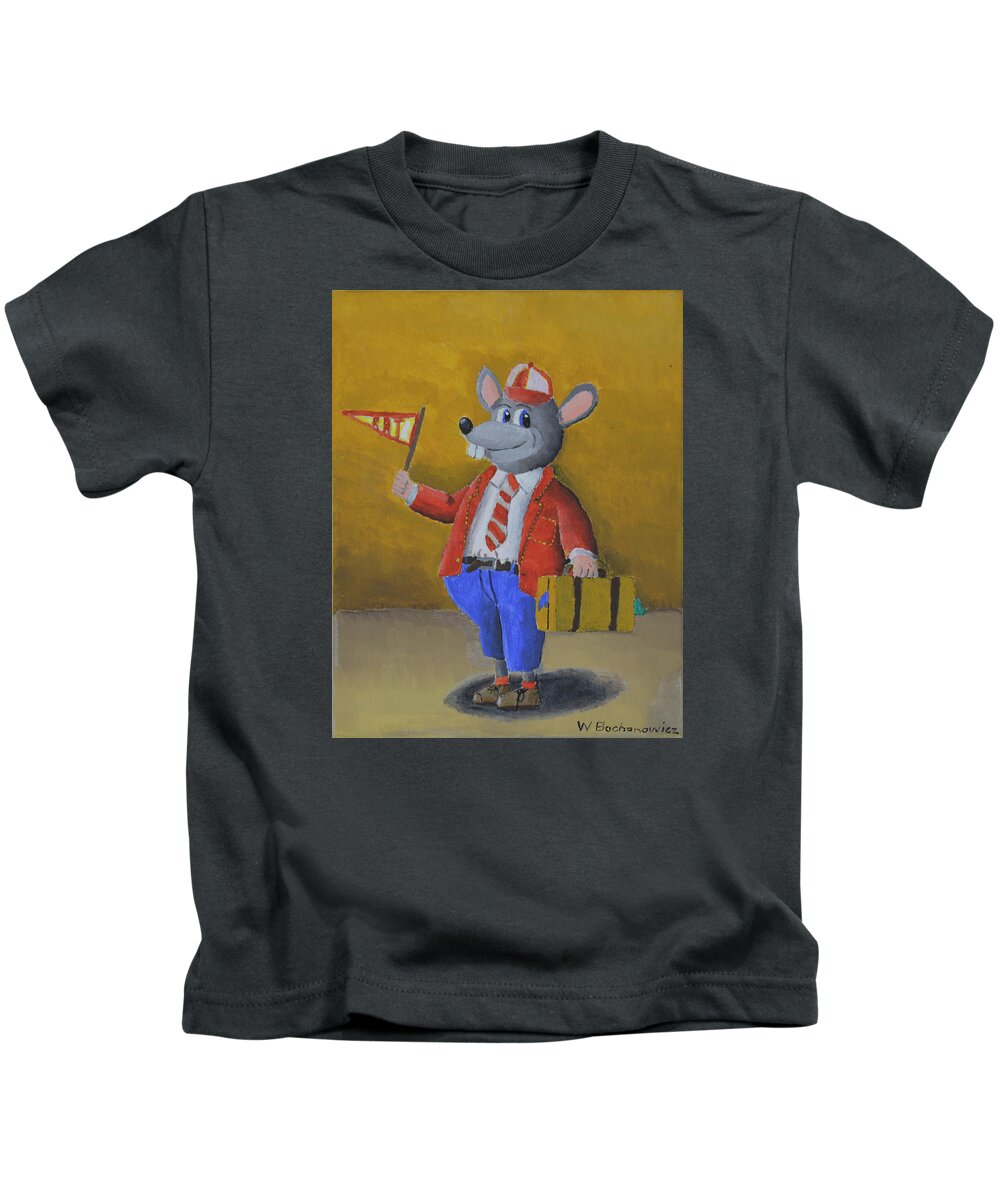 College Rat Kids T-Shirt featuring the painting College Rat by Winton Bochanowicz
