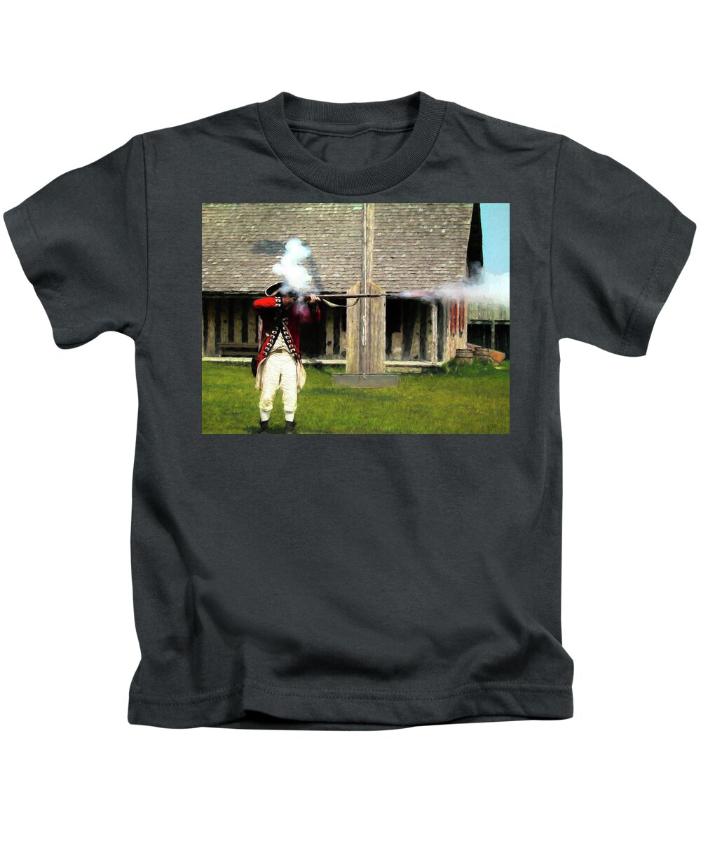 Soldier Kids T-Shirt featuring the digital art Colonial Soldier by Barry Wills