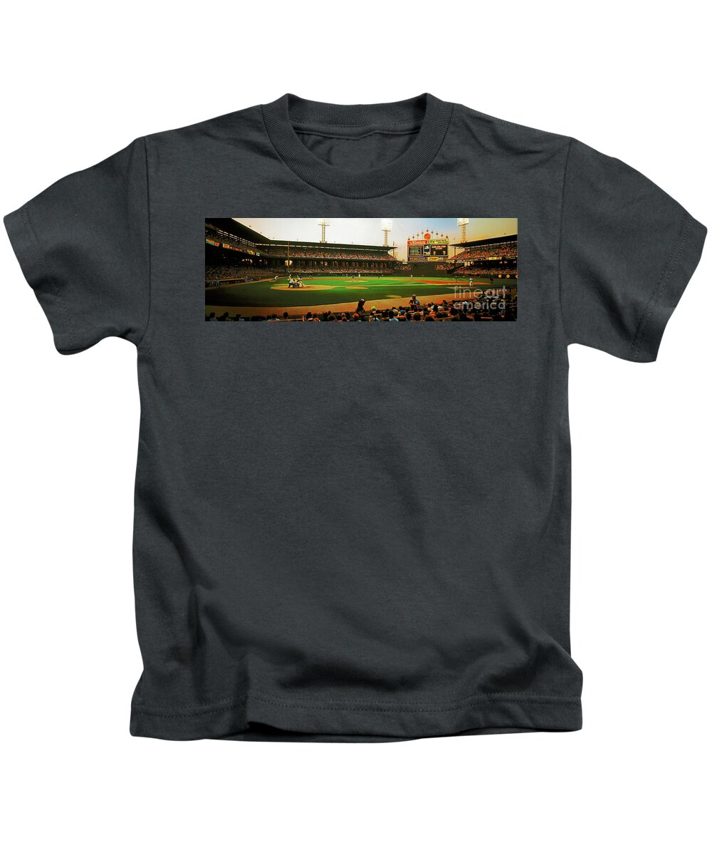 Comiskey Kids T-Shirt featuring the photograph Comiskey Park twilight  by Tom Jelen