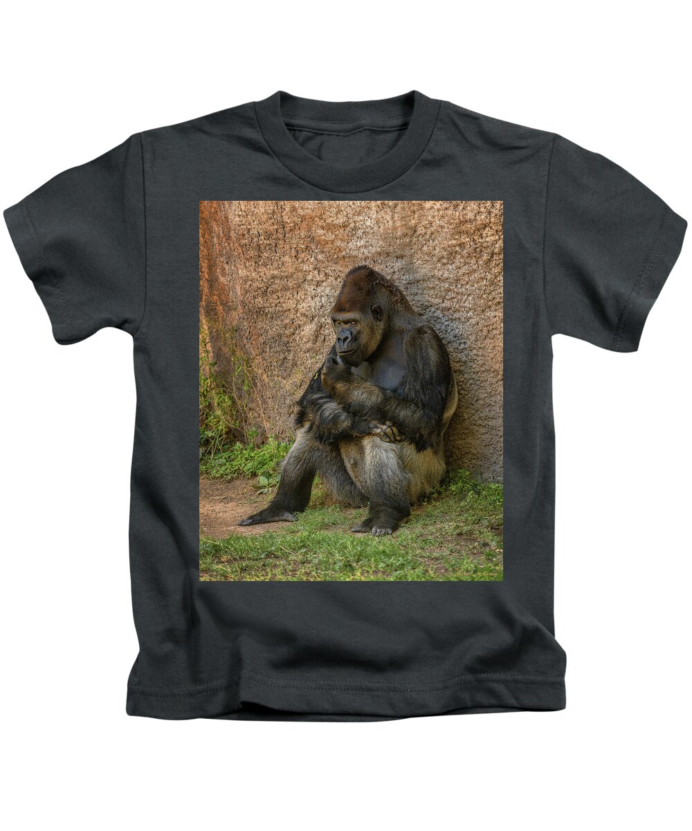 Gorilla Kids T-Shirt featuring the photograph Contemplation by Michael McKenney