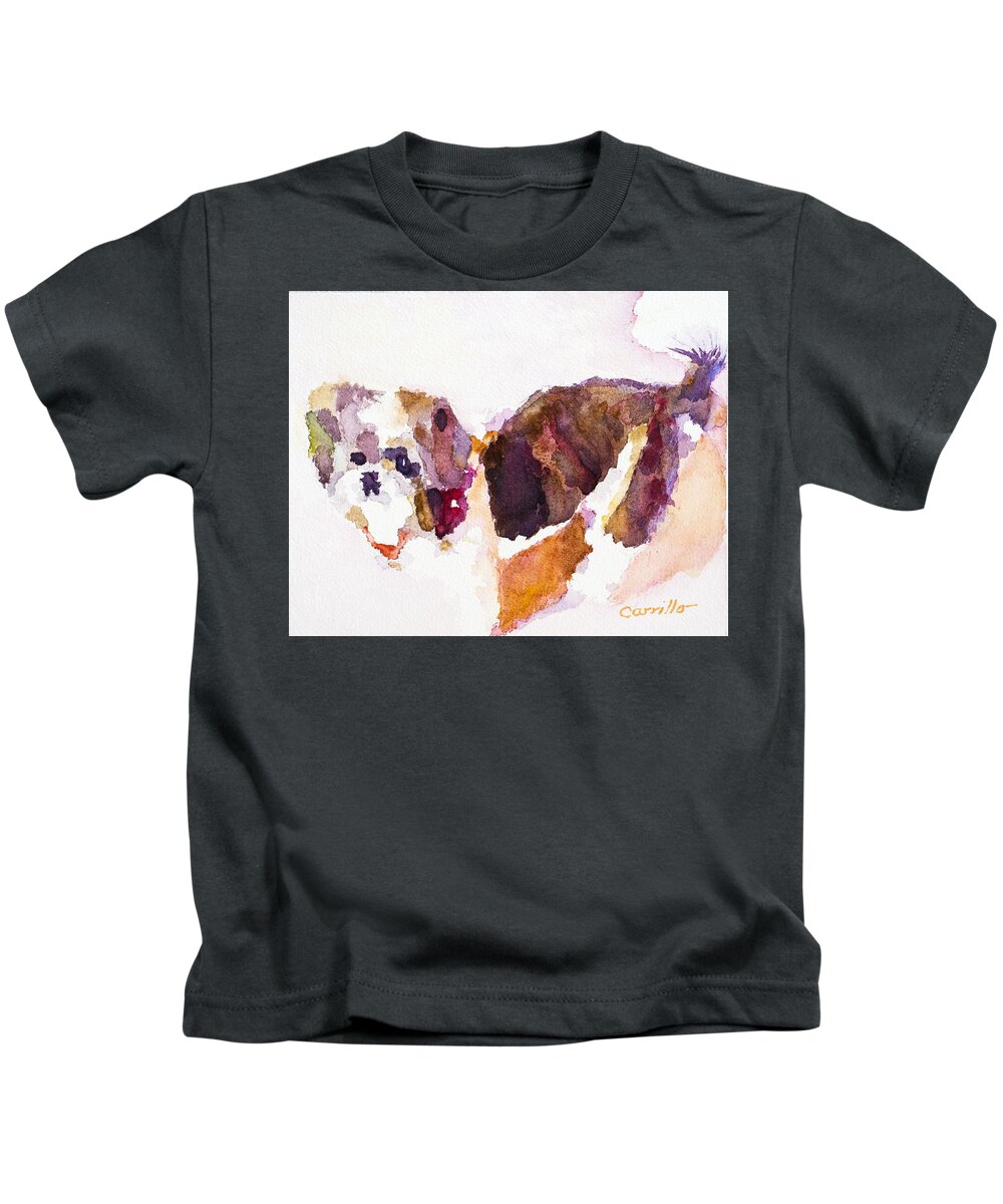 Shihtzu Kids T-Shirt featuring the painting Cookie 2 by Ruben Carrillo
