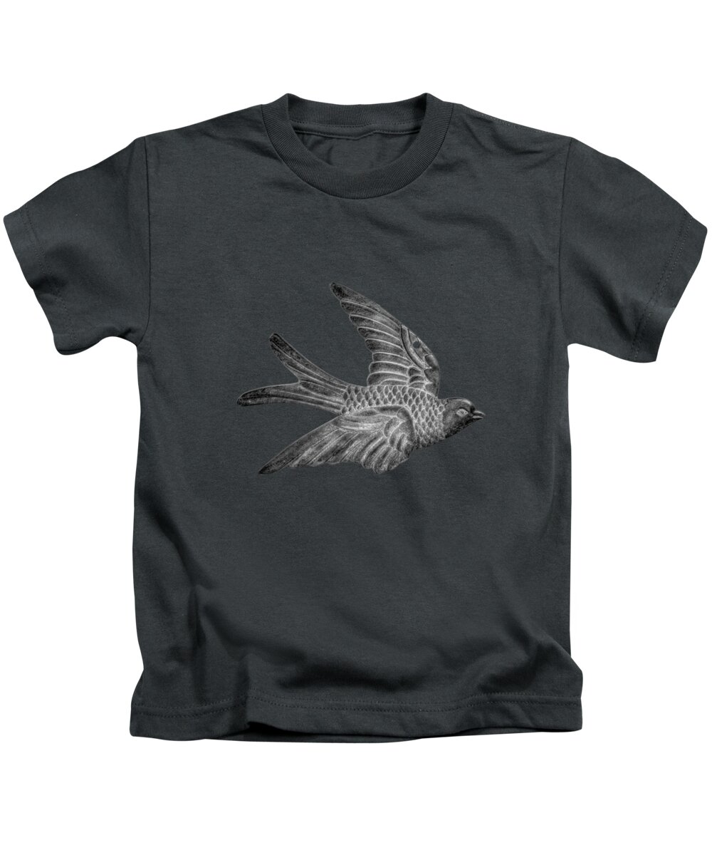 Art Kids T-Shirt featuring the photograph Copper Bird BW by YoPedro