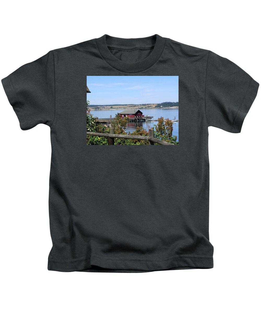 Coupeville Kids T-Shirt featuring the photograph Coupeville Wharf II by Mary Gaines