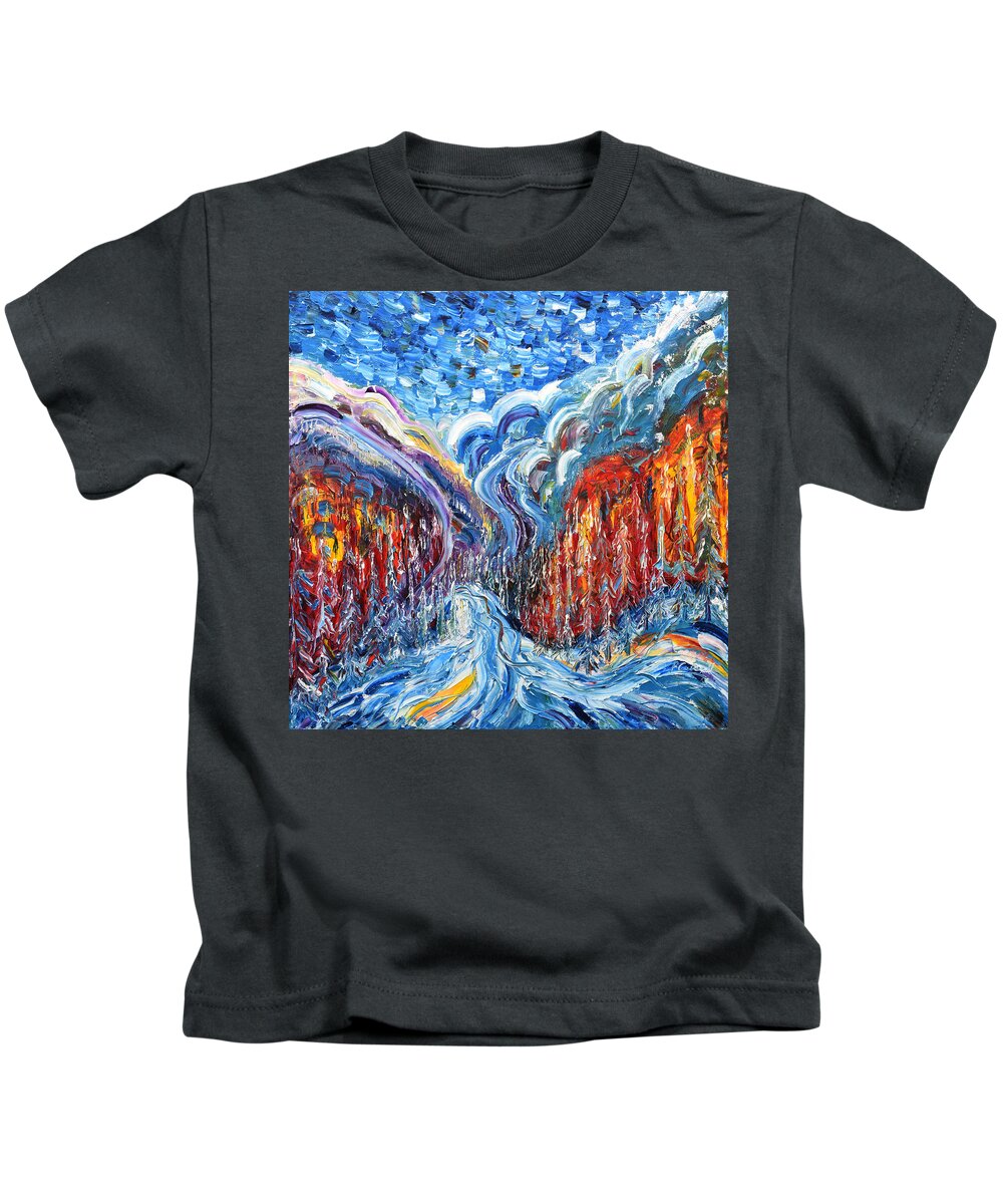 Courmayeur Kids T-Shirt featuring the painting Courmayeur And Mt Blanc by Pete Caswell