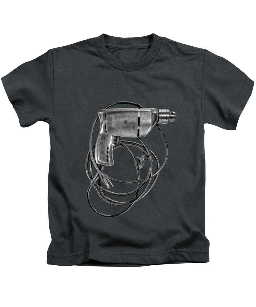 Antique Kids T-Shirt featuring the photograph Craftsman Drill Motor BS BW by YoPedro