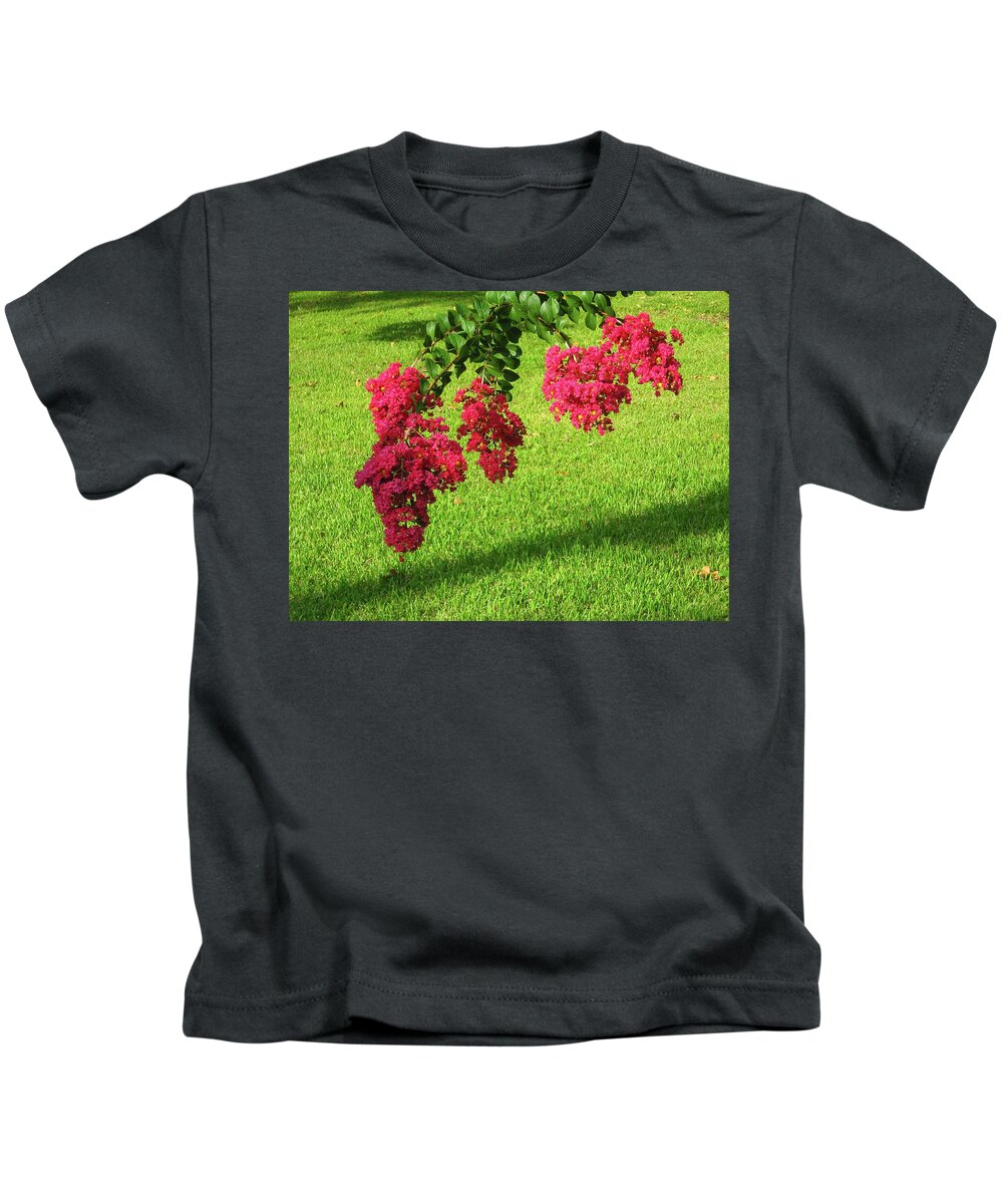 Flowers Kids T-Shirt featuring the photograph Crepe Myrtle Dancers by Judith Lauter