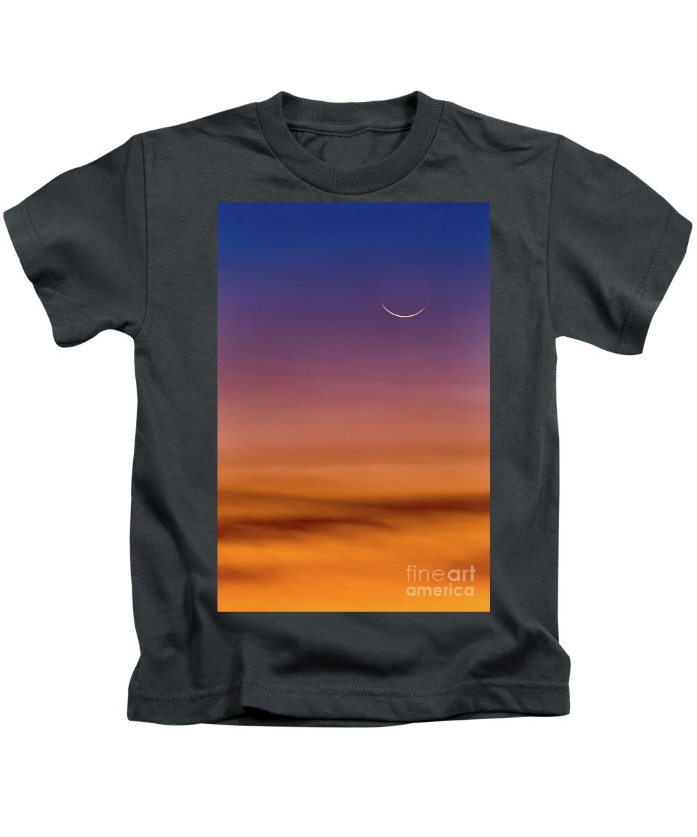 Cresent Moon Kids T-Shirt featuring the photograph Cresent Moonrise by Doug Sturgess